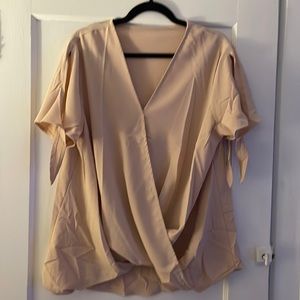 HOTAPEI Womens Casual Short Sleeve Tops Summer Wrap V Neck Chiffon Blouse